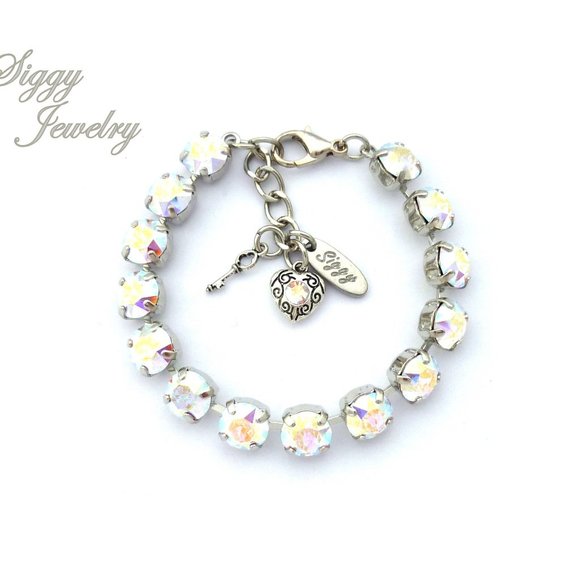 Siggy Jewelry Jewelry - Swarovski Crystal AB Tennis Charm Bracelet